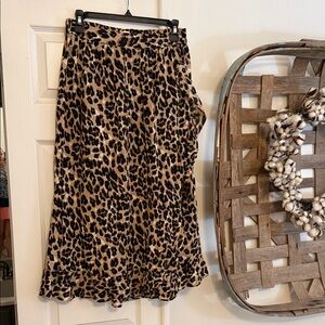 NWOT THML Leopard Print Midi Skirt in Brown and Black